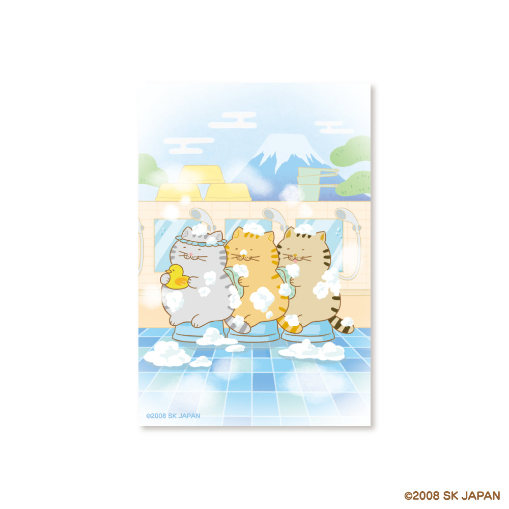 【8月発送】でぶねこ　ポストカード（銭湯）