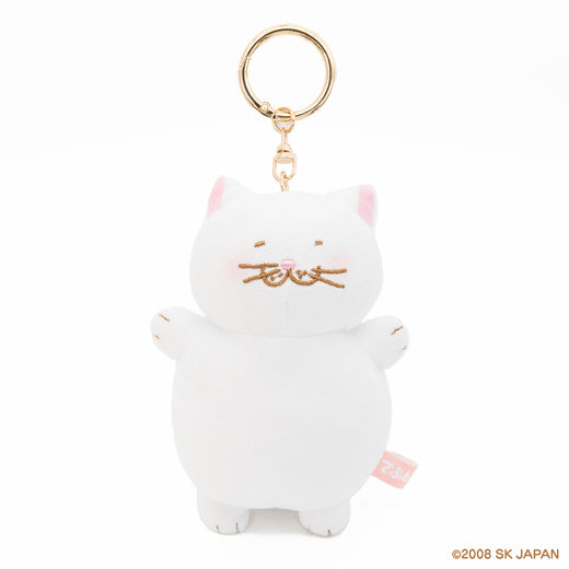 でぶねこ　ぬいぐるみキーリング（シロ）