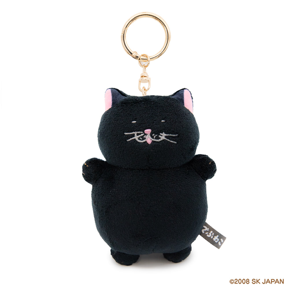 でぶねこ　ぬいぐるみキーリング（クロ）