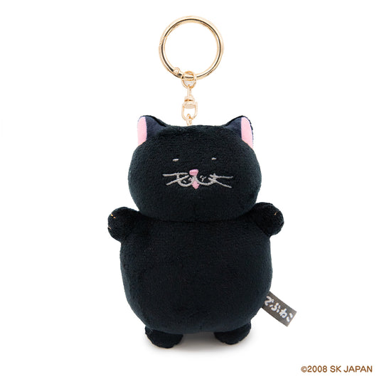 でぶねこ　ぬいぐるみキーリング（クロ）